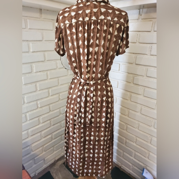 Brown and cream triangle dress soft viscose - Picture 3 of 7